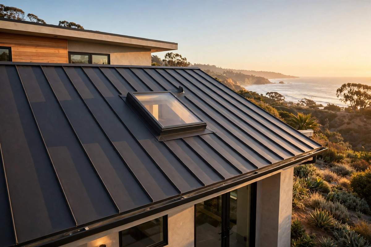 Skylight Installation in Westchester, CA — Skylight Installation crew at work on a coastal California roof